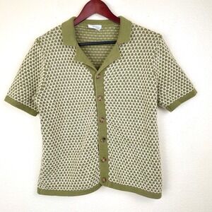 Y2K 90's Mens Sweater Shirt Sz S Button Up Indie Grunge Hipster Nerd Retro Knit